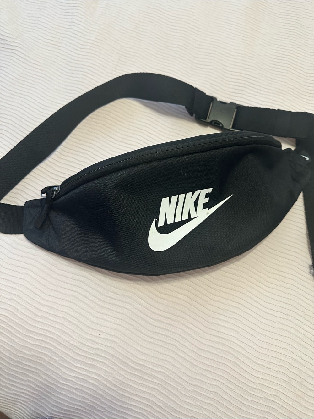 Nike Black Belt Bag with White Swoosh Logo